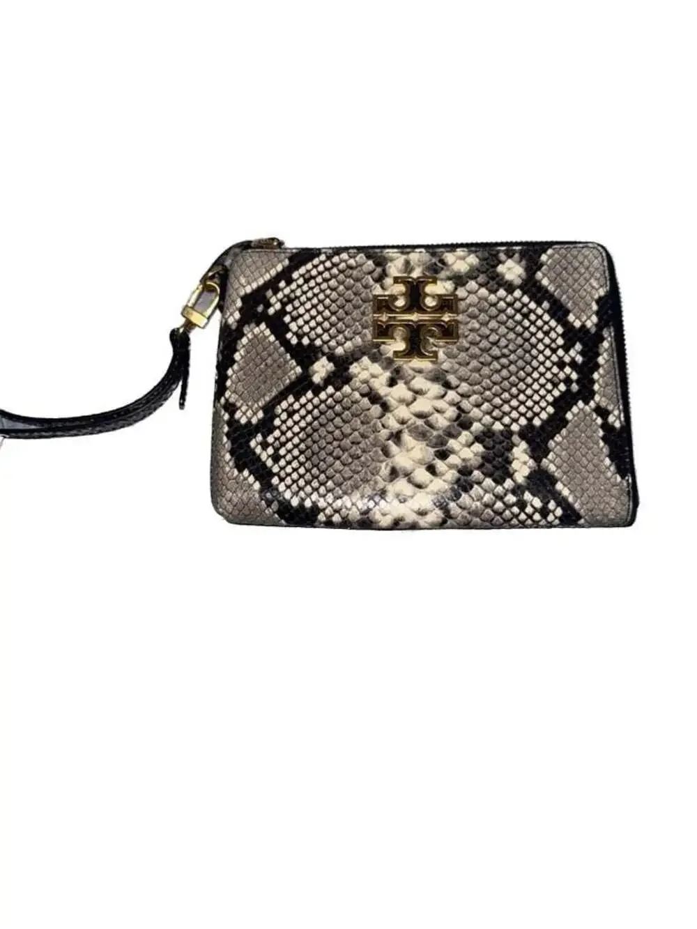 Tory Burch Snakeskin Print Leather Wristlet Clutch